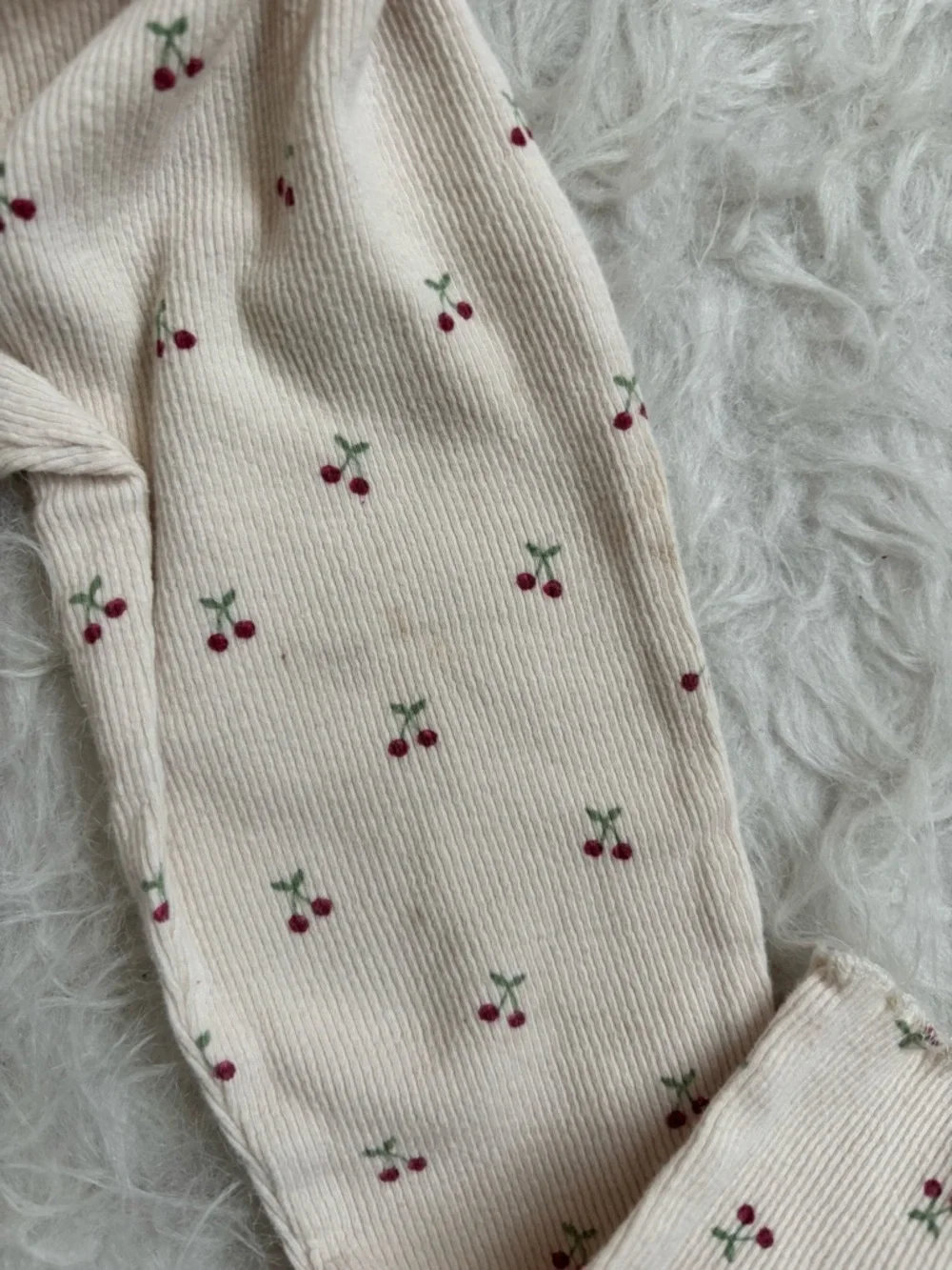 Rabbit + Bear Cozy Cherry Boucle Red Top & Matching Leggings Set